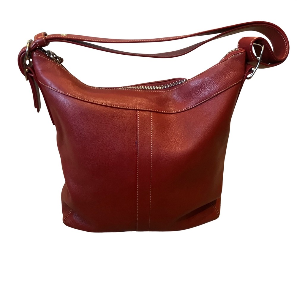 Vintage Coach Ergo Red Leather Hobo Bucket Bag Buckle 9188 Y2K 90's Slouchy FLAW